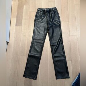 NWOT leather pants black good American straight leg
